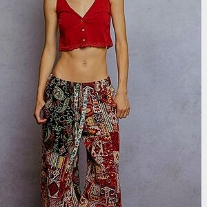 POL Red and Black Patchwork Joggers